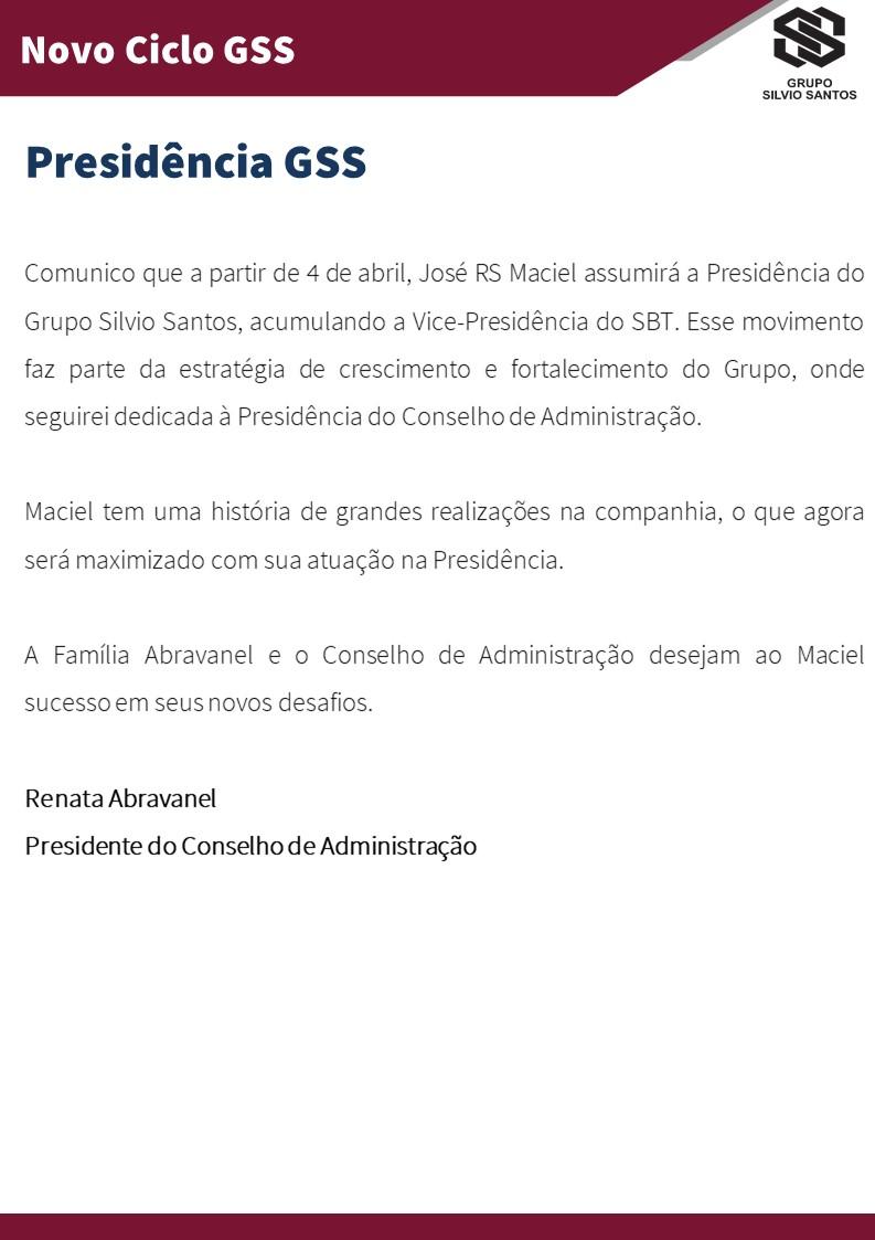 Mudanças no SBT: José Maciel é novo presidente do Grupo Silvio Santos - ADNEWS