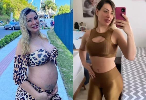 Andressa Urach mostra corpo antes e depois do nascimento do filho, León