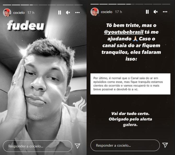 Print do storie que Júlio Cocielo explica o ocorrido aos seguidores.