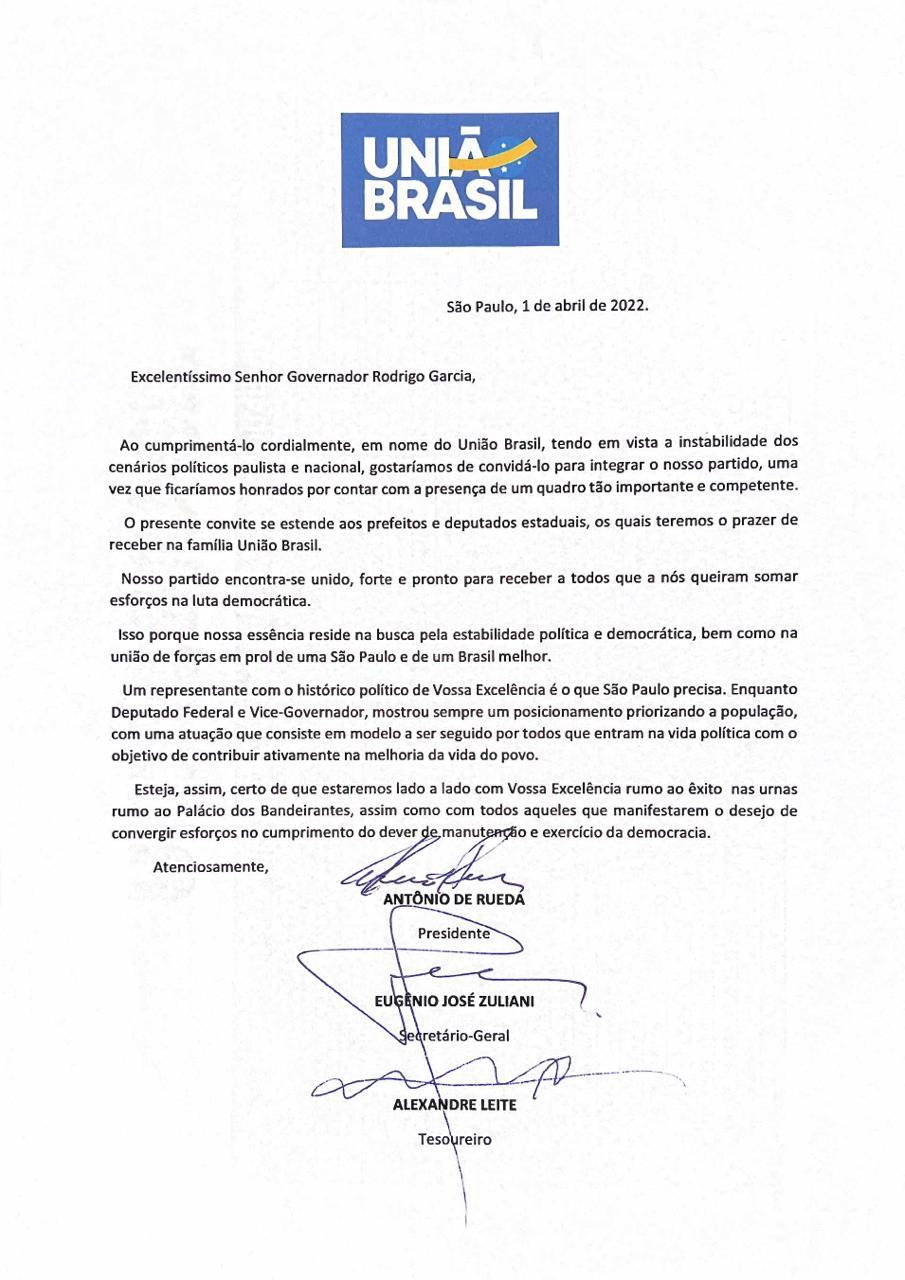 Carta (Divulgação/União Brasil)