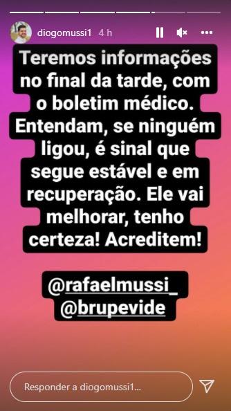 Print do storie de Diogo Mussi dando a última declaração sobre o irmão