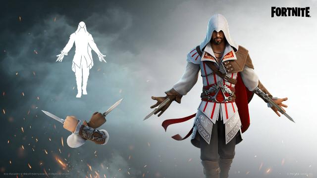 Imagem promocional de Ezio no Fortnite