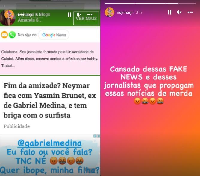 Print dos stories de Neymar desmentindo os boatos.