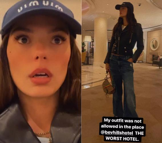 Prints dos stories de Isis Valverde desabafando e mostrando o look composto por um boné, uma jaqueta de couro e calça jeans rasgada