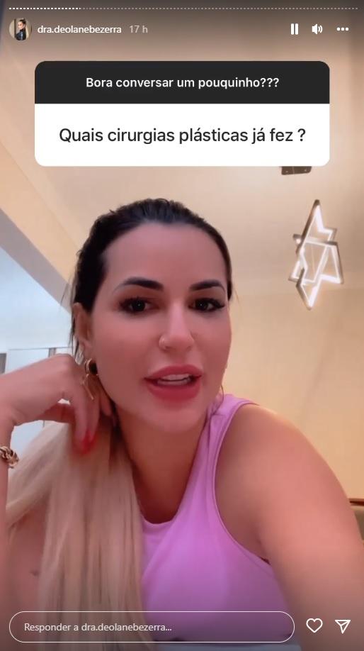 Deolane Bezerra nos stories de seu Instagram,