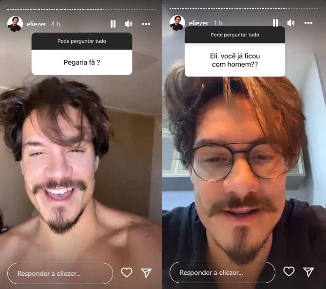 Print do stories de Eliezer respondendo as perguntas dos seguidores.