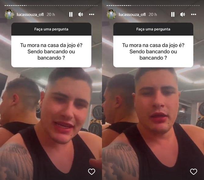 Print de Lucas Souza respondendo a pergunta em seu story do Instagram.