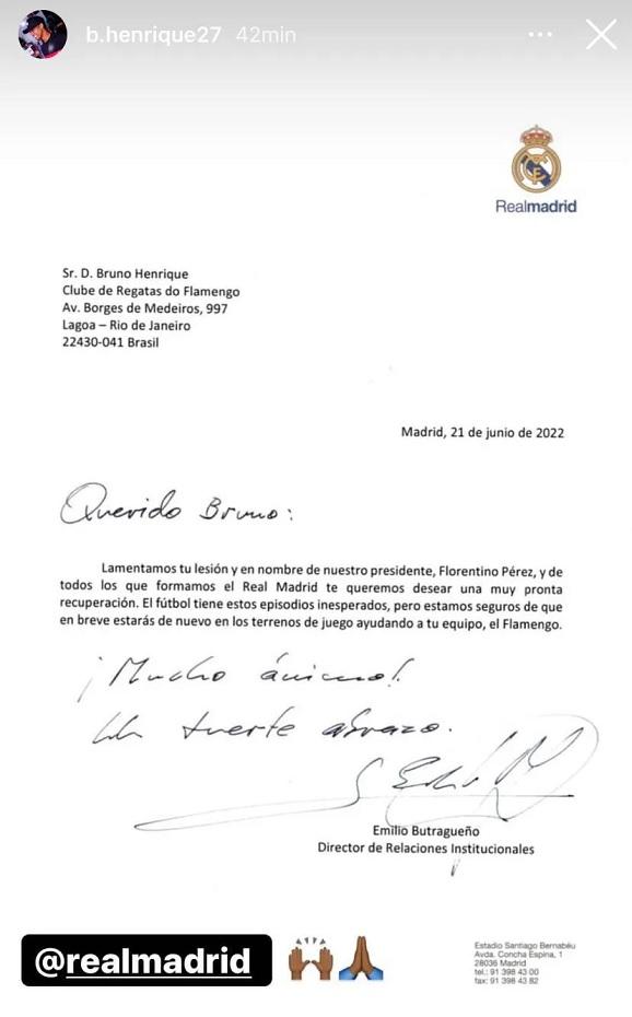 Carta do Real Madrid