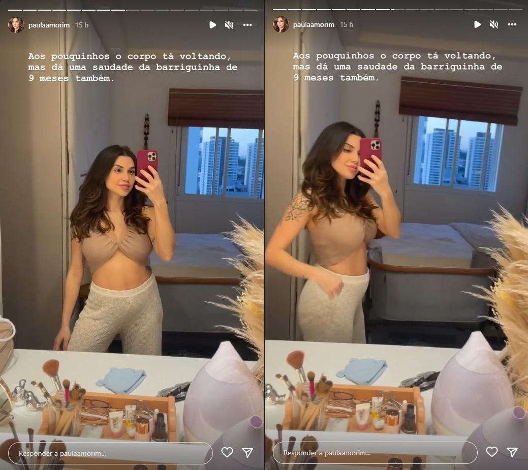 Paula Amorim mostrando corpo no espelho