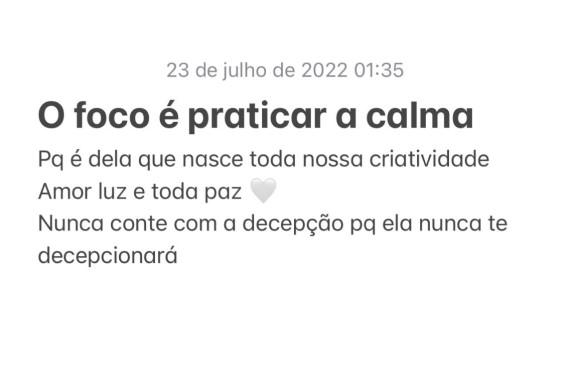 Print dos stories de Simaria em que ela mostra texto misterioso 