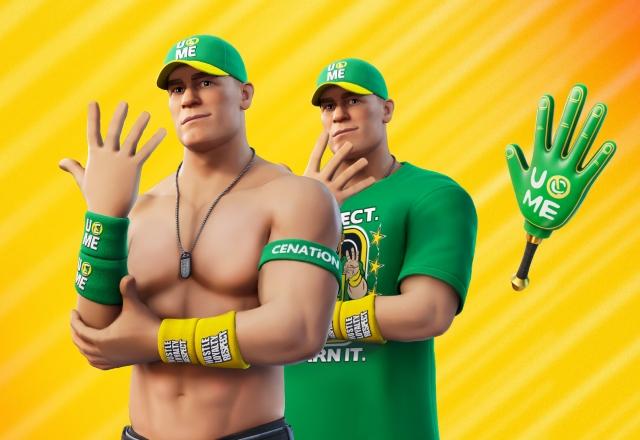 Imagem promocional dos trajes de John Cena em Fortnite
