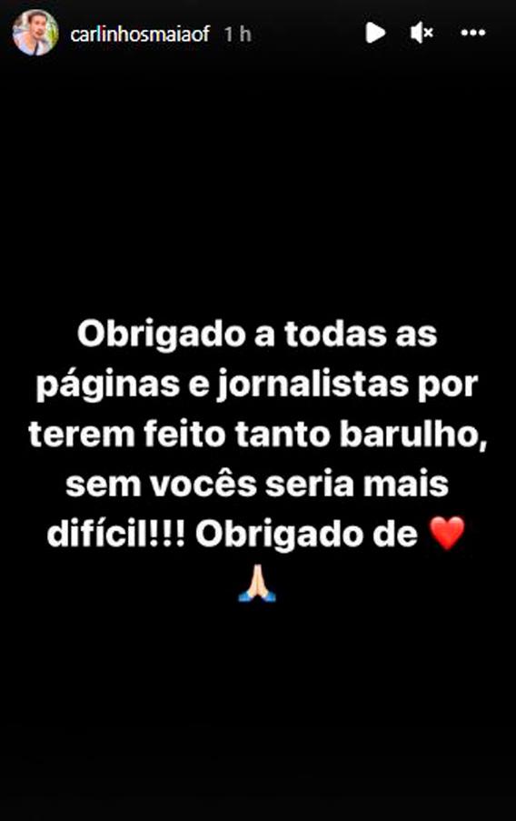 Carlinhos Maia se pronuncia (Reprodução/Instagram)