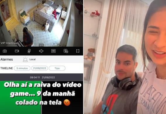 Simone Mendes encontra marido jogando videogame de manhã