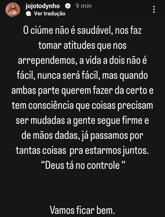 Jojo Todynho fala sobre ciúme do casal