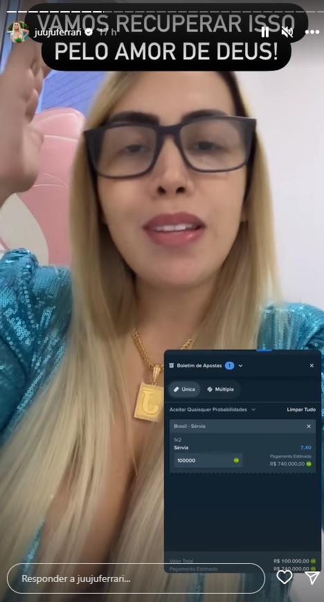 Juju Ferrari nos stories do Instagram.