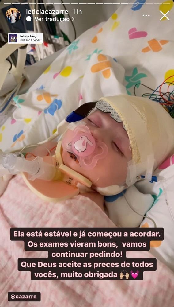 print do story de Letícia onde ela mostra maria guilhermina no hospital