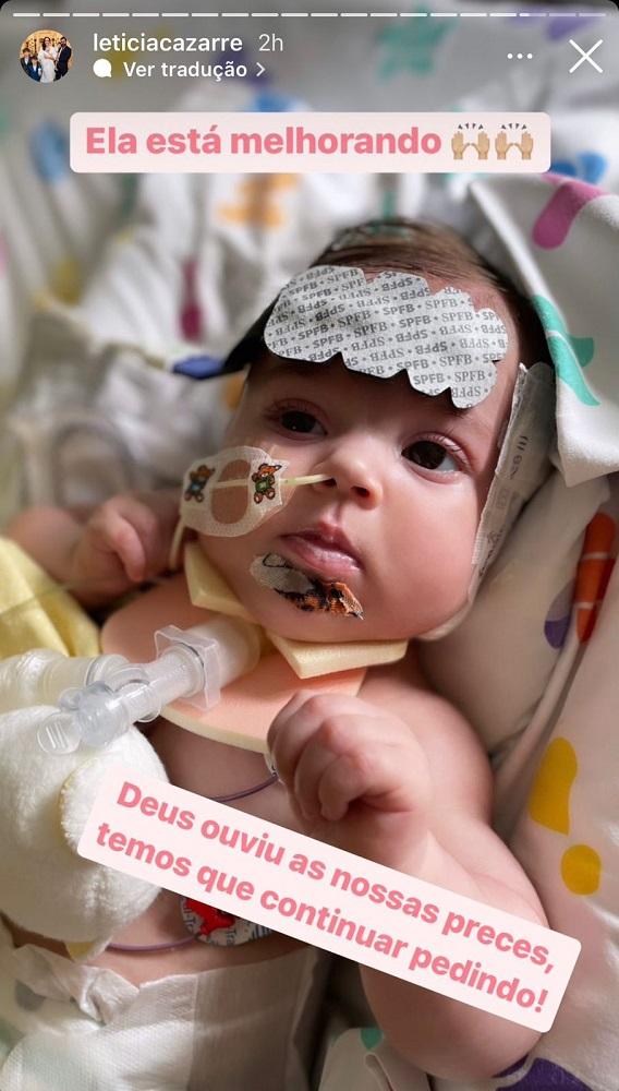 print do story de Letícia onde ela mostra maria guilhermina no hospital