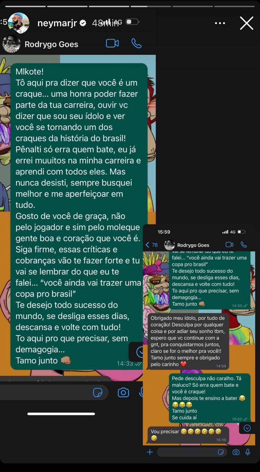 Conversa de Neymar com Rodrygo