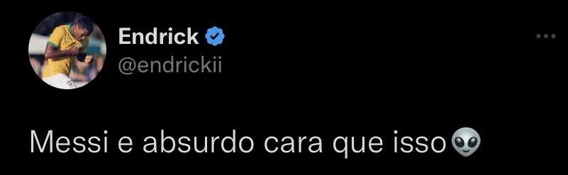 Print do tweet do Endrick exaltando o Messi 