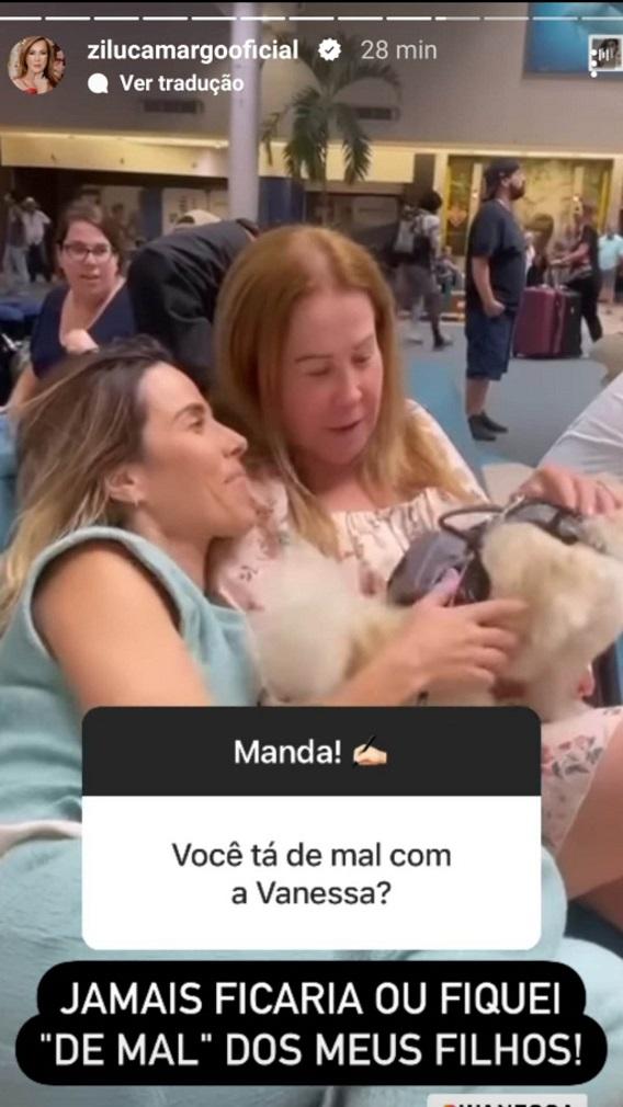 print do story de zilu ao lado de wanessa onde ela comenta a relação com a filha