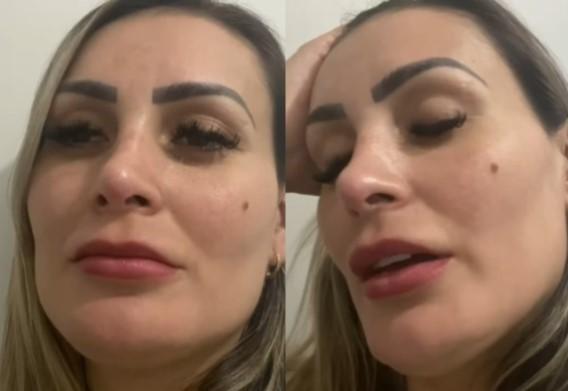 Andressa Urach em vídeo no YouTube com expressão de preocupada