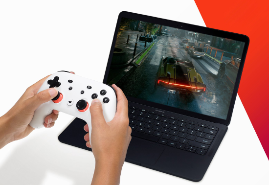 Fechamento De Uma Controladora De Jogos Do Google Stadia Sendo