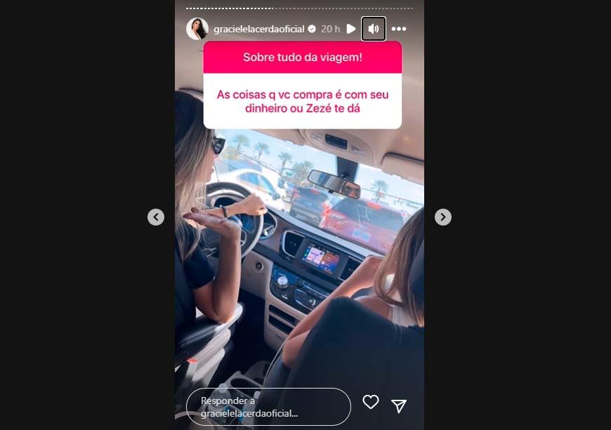 Print da caixinha de perguntas de Graciele Lacerda no Instagram 