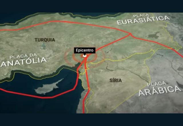 Turquia e Síria estão localizadas entre três placas tectônicas