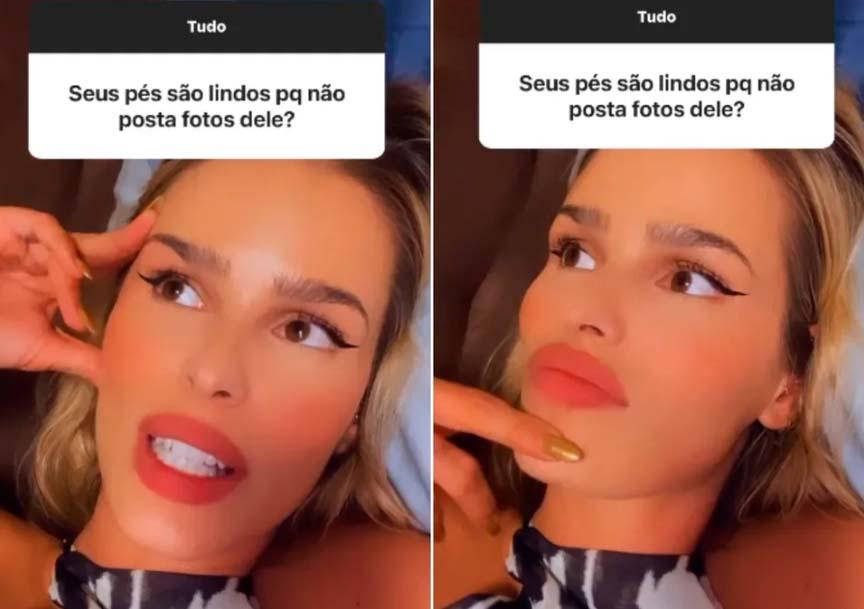 Nos Stories, fã pede para Yasmin Brunet mostrar os pés