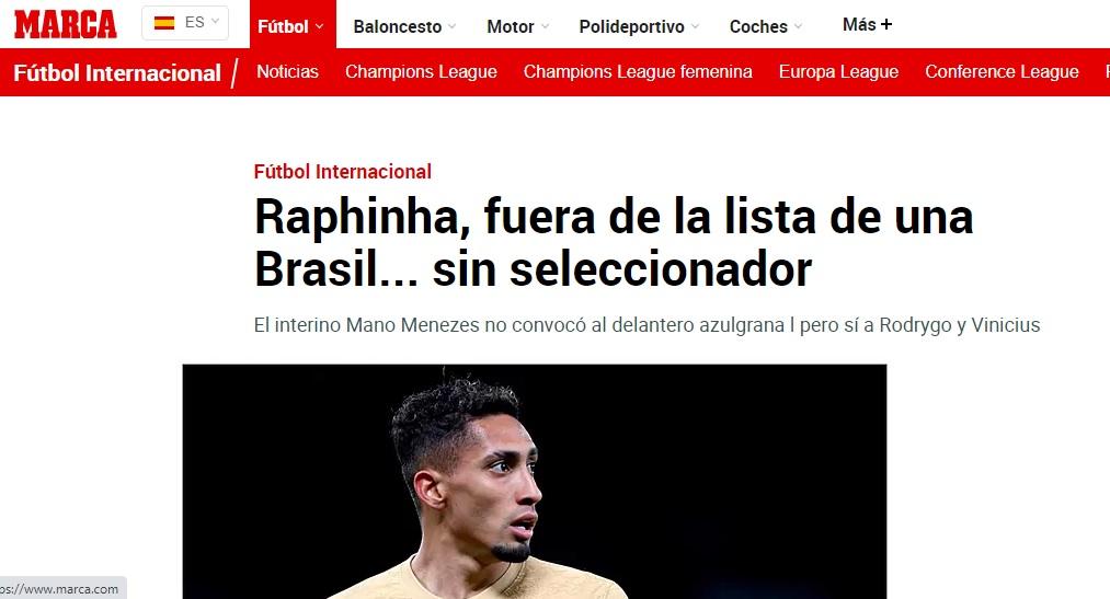 Jornal Marca, da Espanha, diz que técnico interino da seleção é Mano Menezes