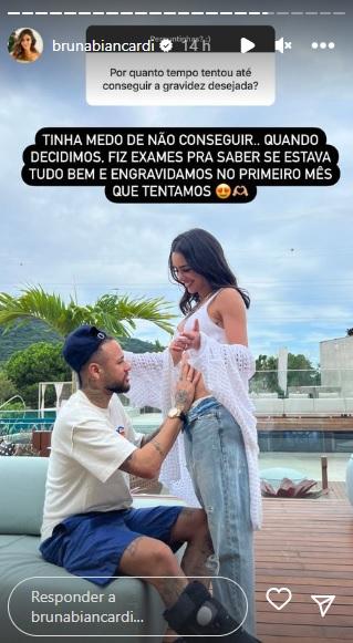 Story de Bruna Biancardi falando sobre gravidez.