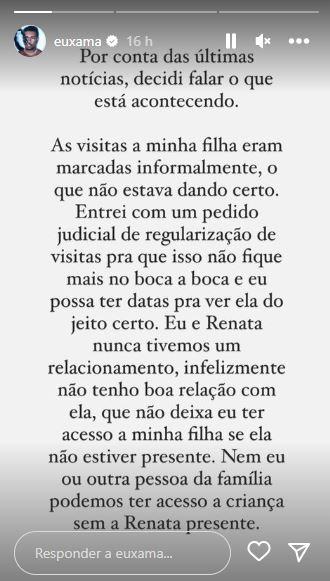 Stories do Instagram de Xamã.