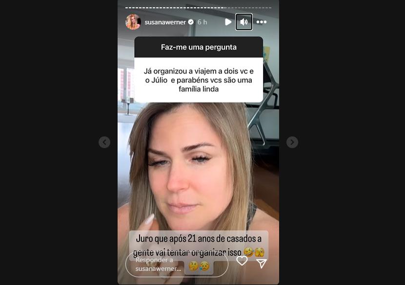 Suzana Werner responde pergunta de seguidora no Instagram