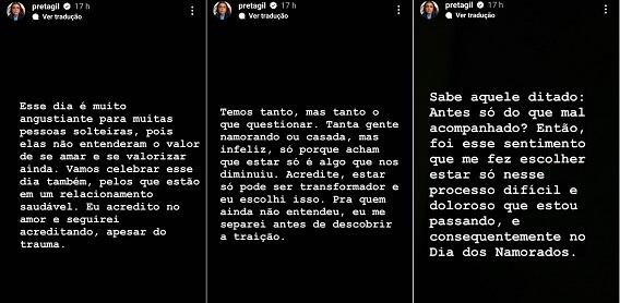 Preta Gil fala sobre relacionamento passado