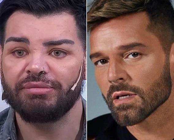 Ricky Martin à esquerda; Fran Mariano à direita