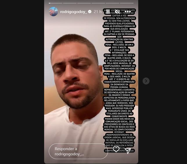 Ex-marido de Preta Gil, Rodrigo Godoy aparece nervoso no Instagram