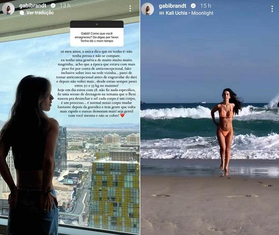 Gabi Brandt mostra segredo para corpo magro