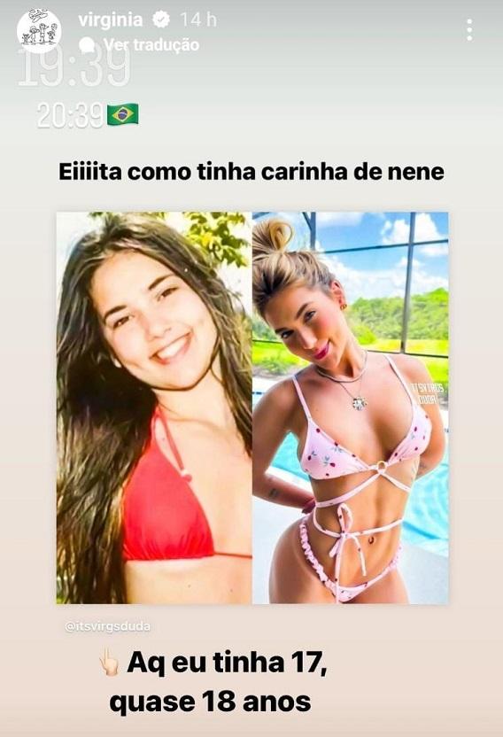 Virginia mostra antes e depois da aparência