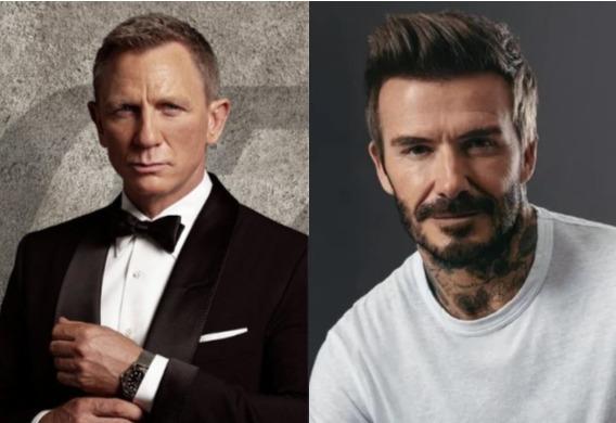 Daniel Craig à esquerda; David Beckham à direita