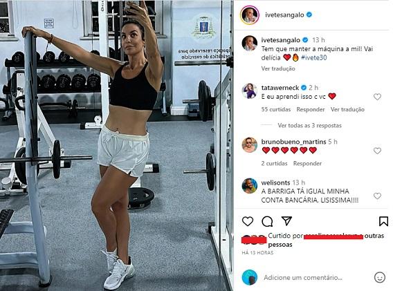 Print do Instagram de Ivete Sangalo na academia