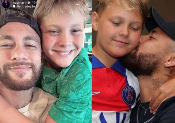 Neymar e Davi Lucca em fotos publicadas no Instagram do craque