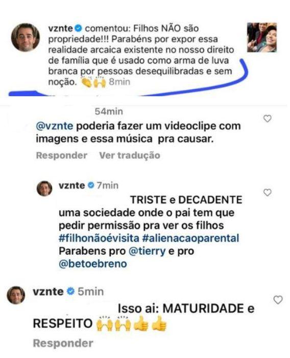 Comentários de Vicente Escrig no Instagram