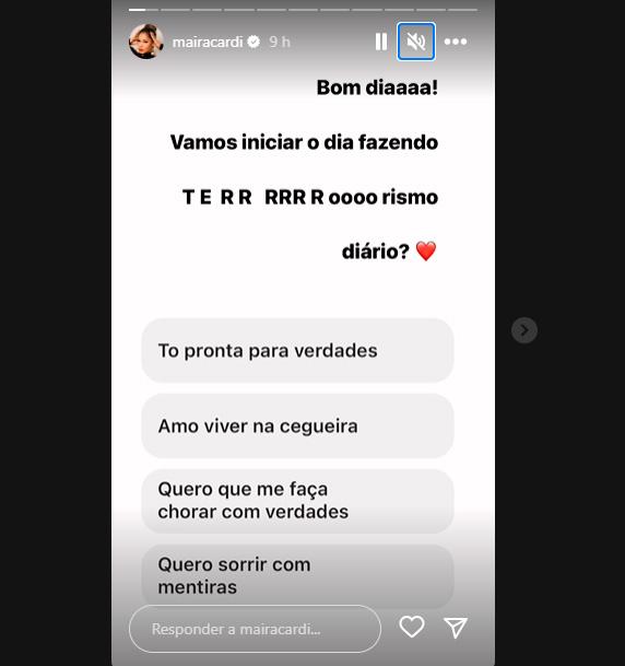 Maíra Cardi zomba da alfinetada de Daniela Cady