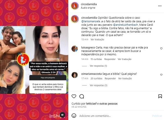 Maíra Cardi opina sobre Larissa Manoela