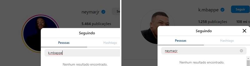 Neymar e Mbappé trocam unfollow no Instagram