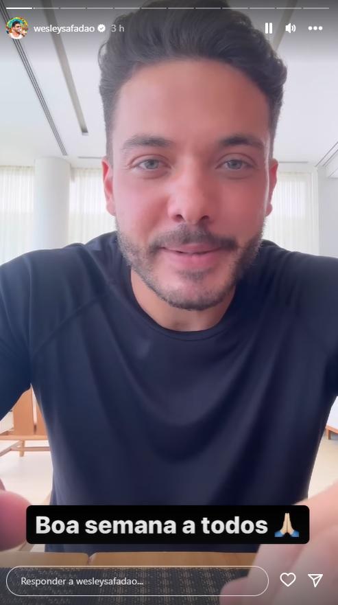 Wesley Safadão durante vídeo nos stories do Instagram.