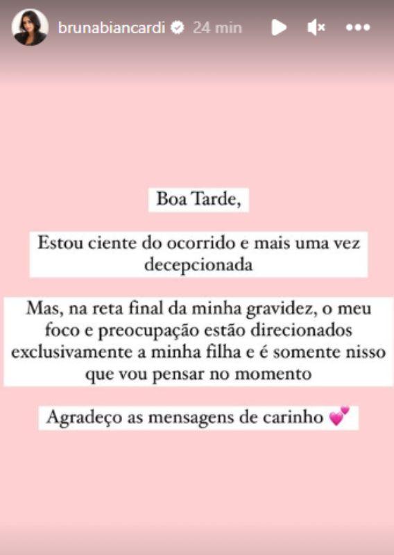 post de stories do Instagram de Bruna Biancardi