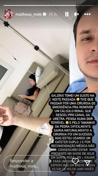 Print do storie de Matheus no hospital 