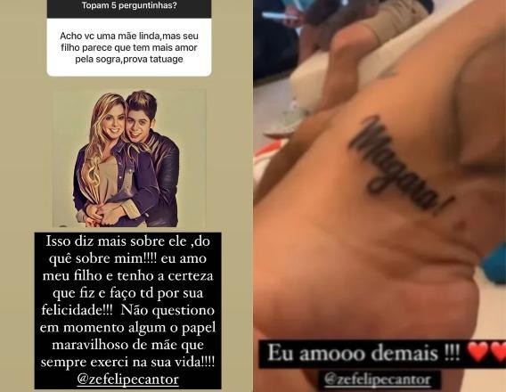 Prints dos Stories do Instagram de Poliana Rocha e Zé Felipe