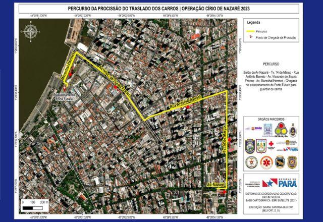 Percurso do Traslado dos Carros do Círio de Nazaré 2023